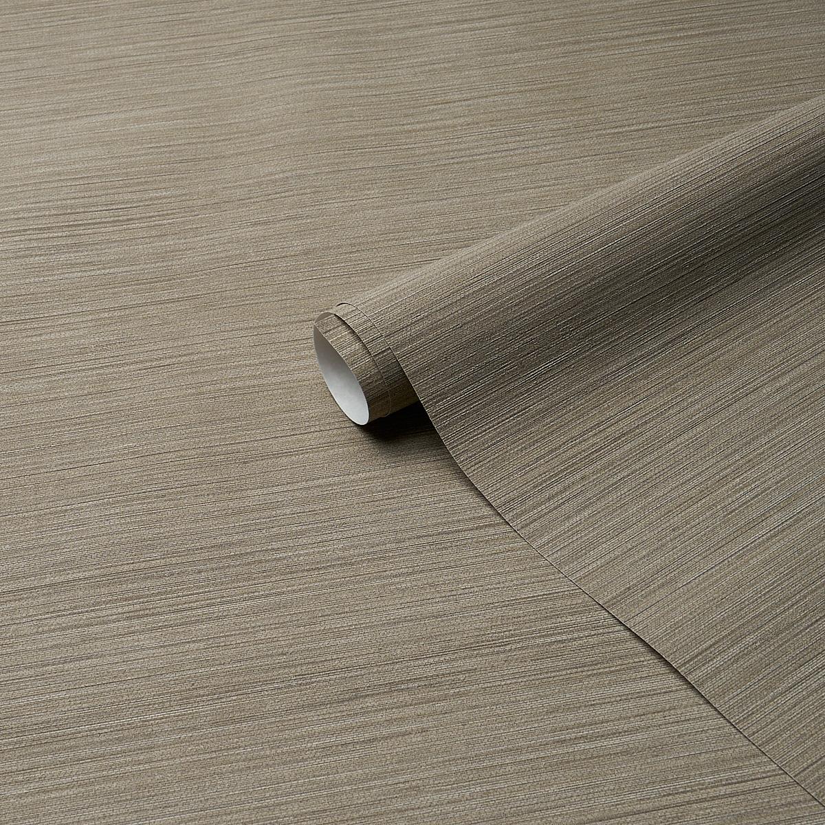 Schumacher Abaca Fine Weave Vinyl Taupe Wallpaper