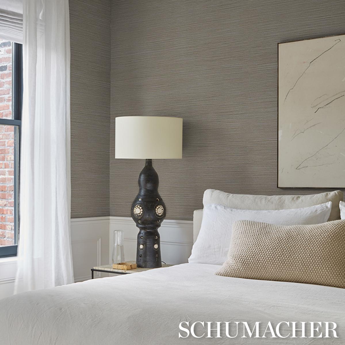 Schumacher Abaca Fine Weave Vinyl Taupe Wallpaper – DecoratorsBest