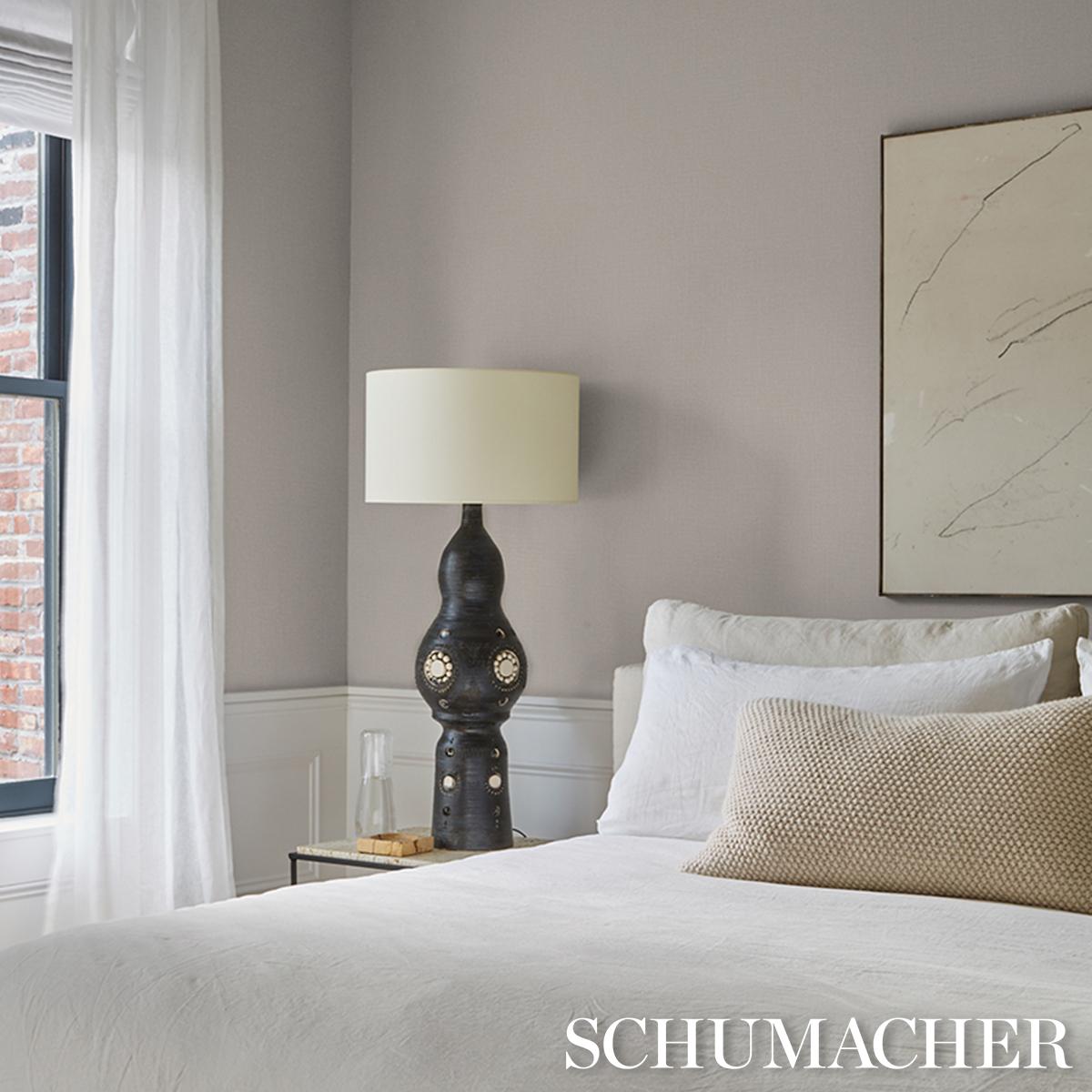 Schumacher Campagne Linen Vinyl Alabaster Wallpaper
