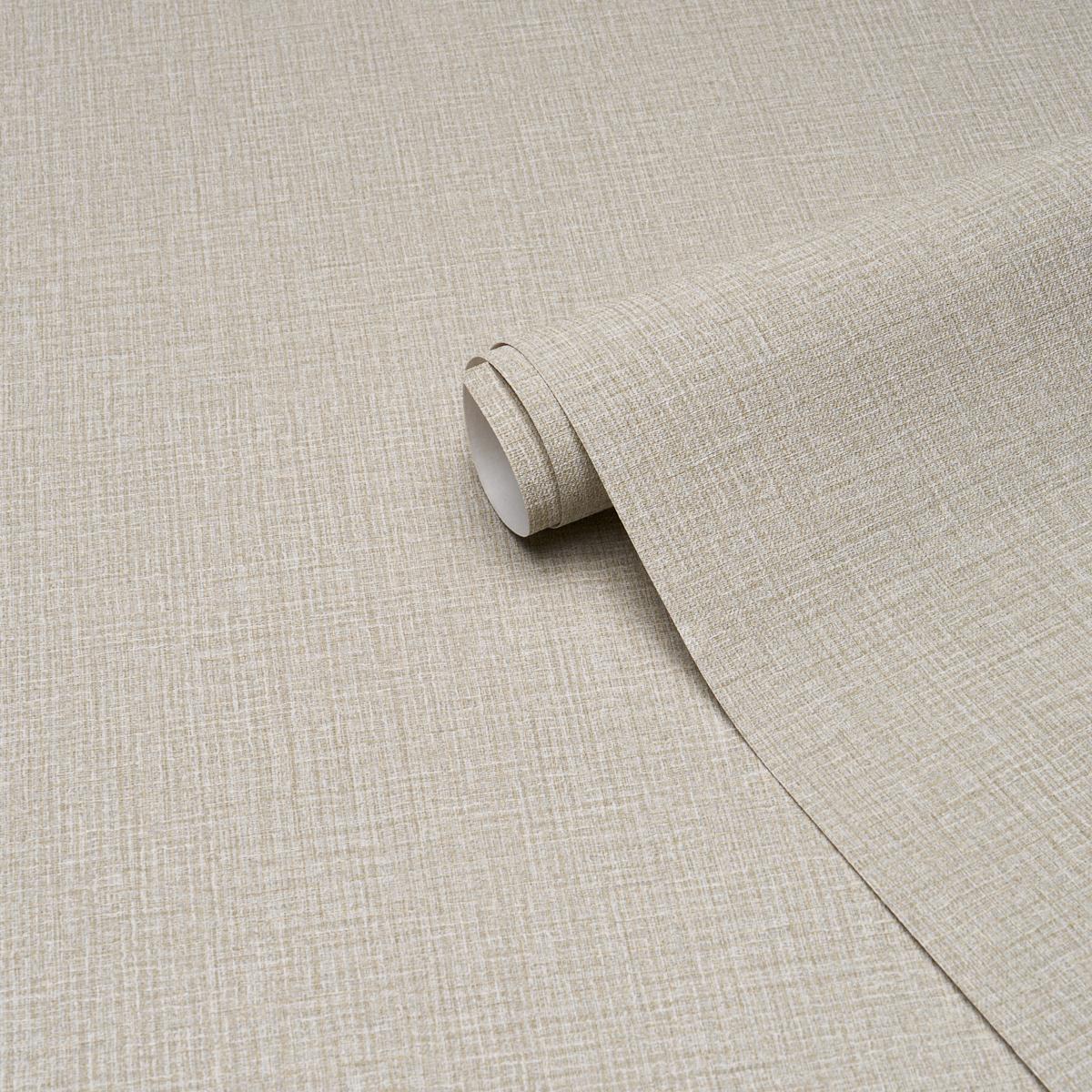 Schumacher Campagne Linen Vinyl Stone Wallpaper