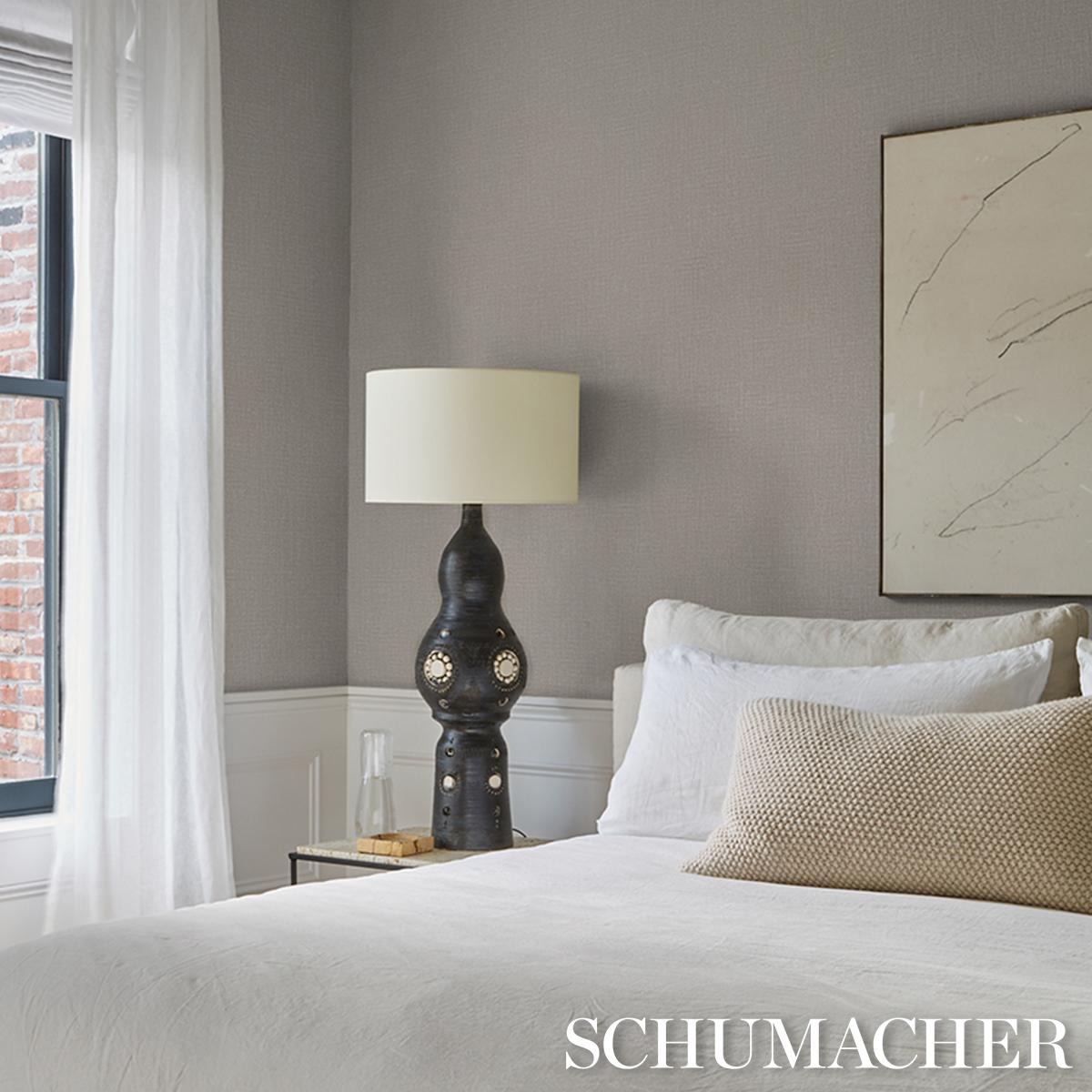Schumacher Campagne Linen Vinyl Stone Wallpaper