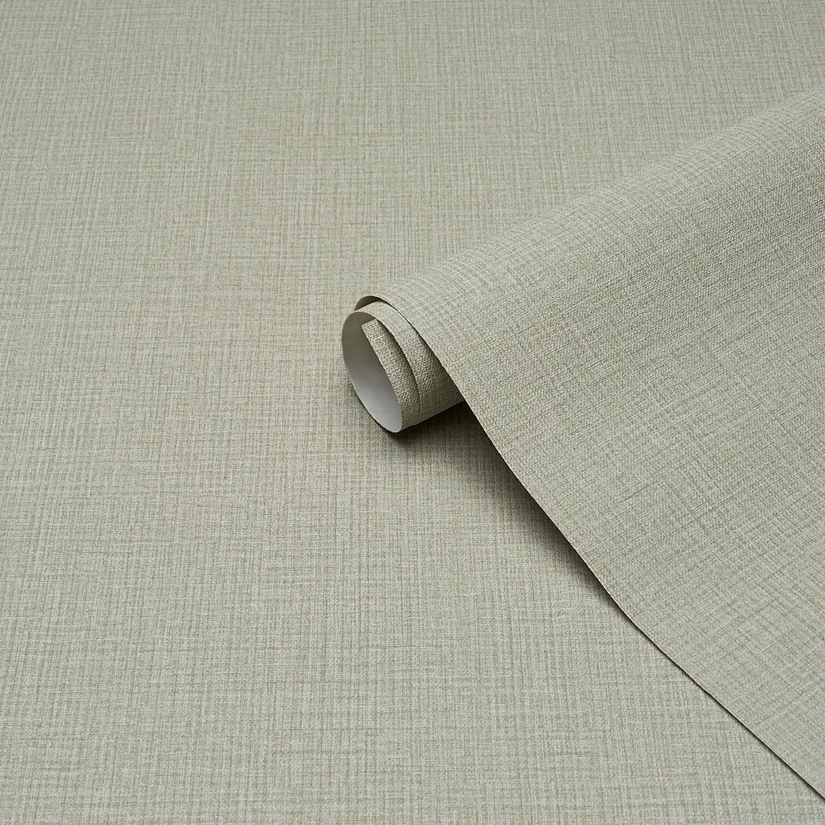 Schumacher Campagne Linen Vinyl Aloe Wallpaper