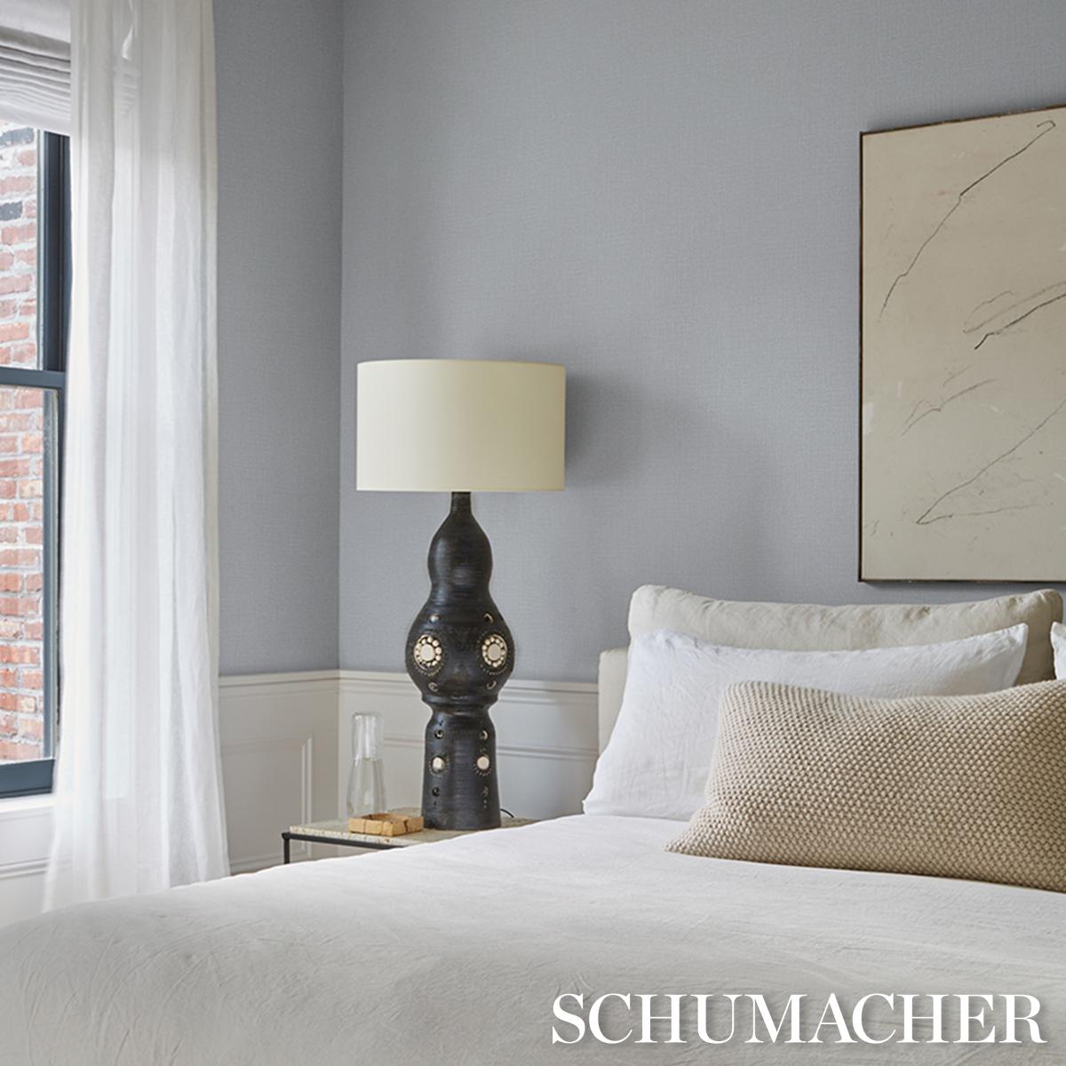 Schumacher Campagne Linen Vinyl Chambray Wallpaper