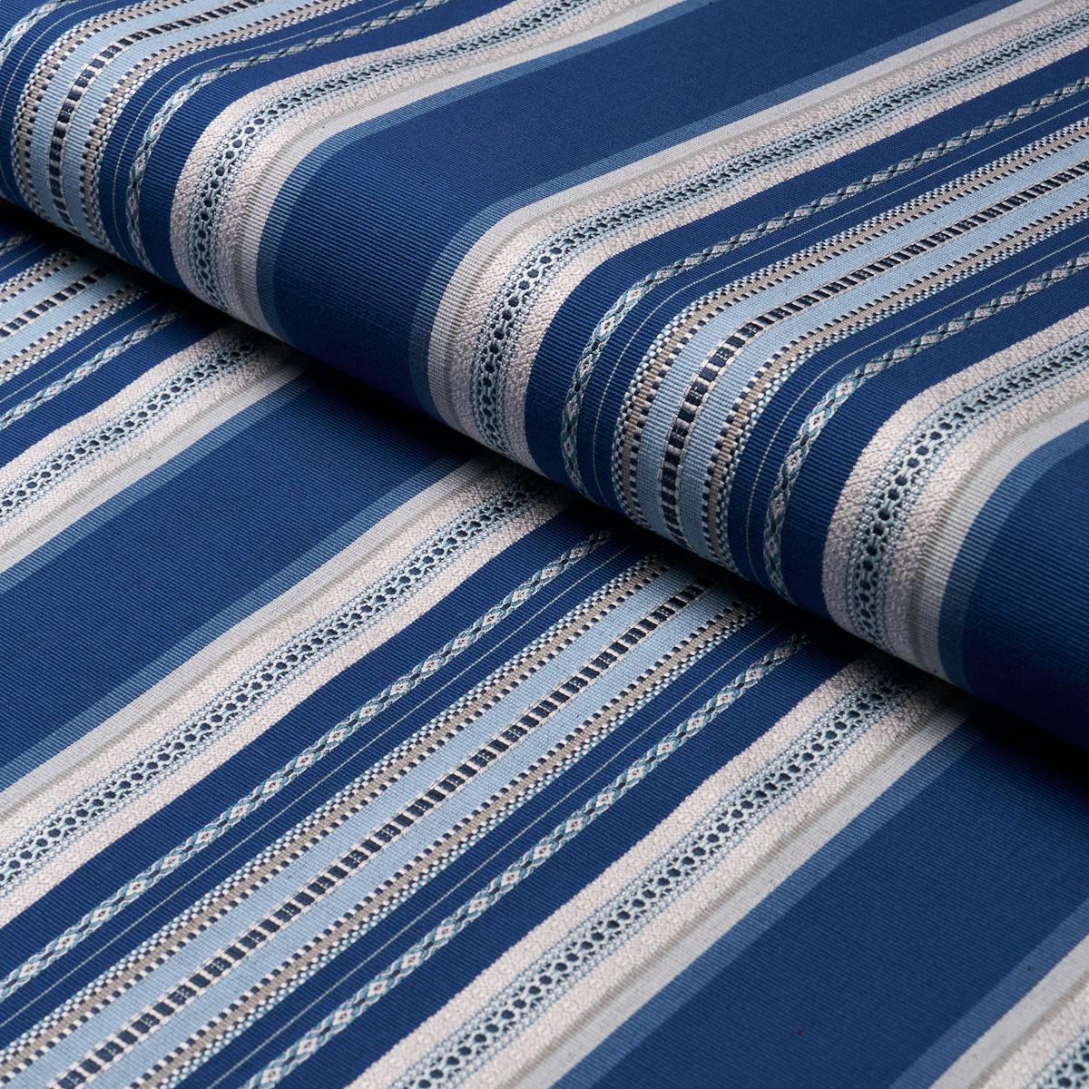 Schumacher Wellington Stripe Blue Fabric