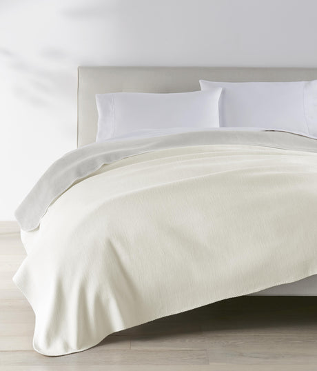 Peacock Alley ALTA 75x96 REVERSIBLE COTTON BLANKET PEARL