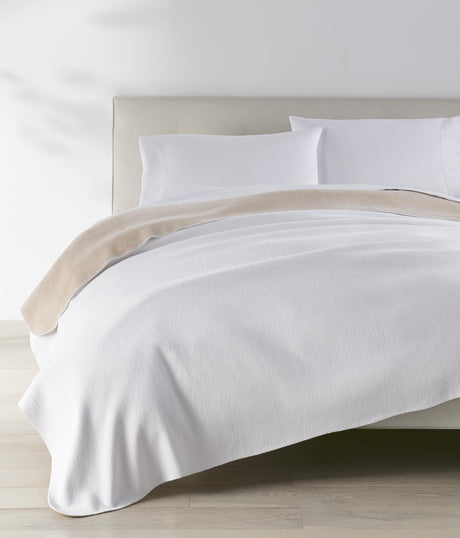 Peacock Alley ALTA 75x96 REVERSIBLE COTTON BLANKET WHITE