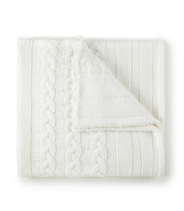 Peacock Alley CABLE KNIT 50x70 THR BLKT WHT