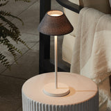 Napa Gray Linen Shade/White Base ALLUNA CORDLESS LED LAMP 14"