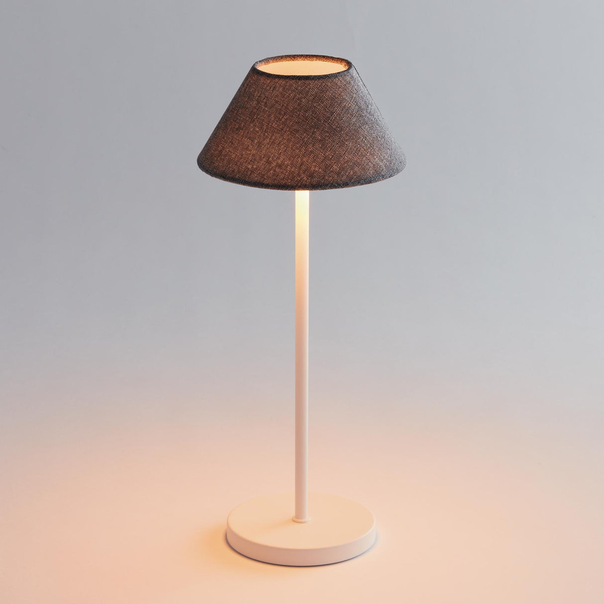 Napa Gray Linen Shade/White Base ALLUNA CORDLESS LED LAMP 14"