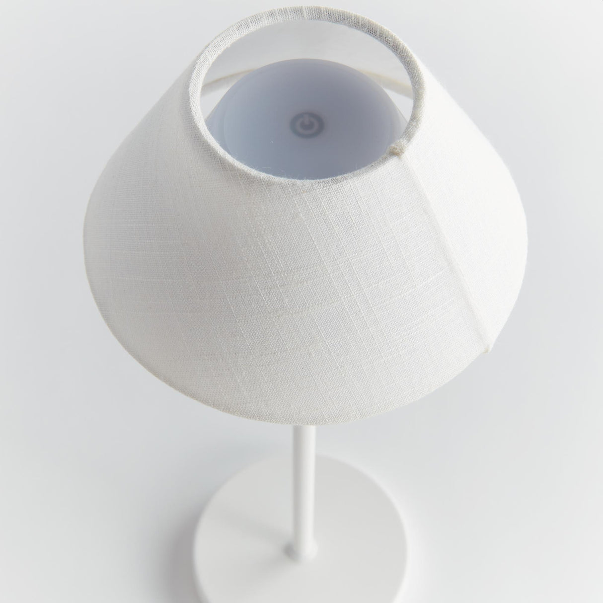 Napa White Linen Shade/White Base ALLUNA CORDLESS LED LAMP 14"