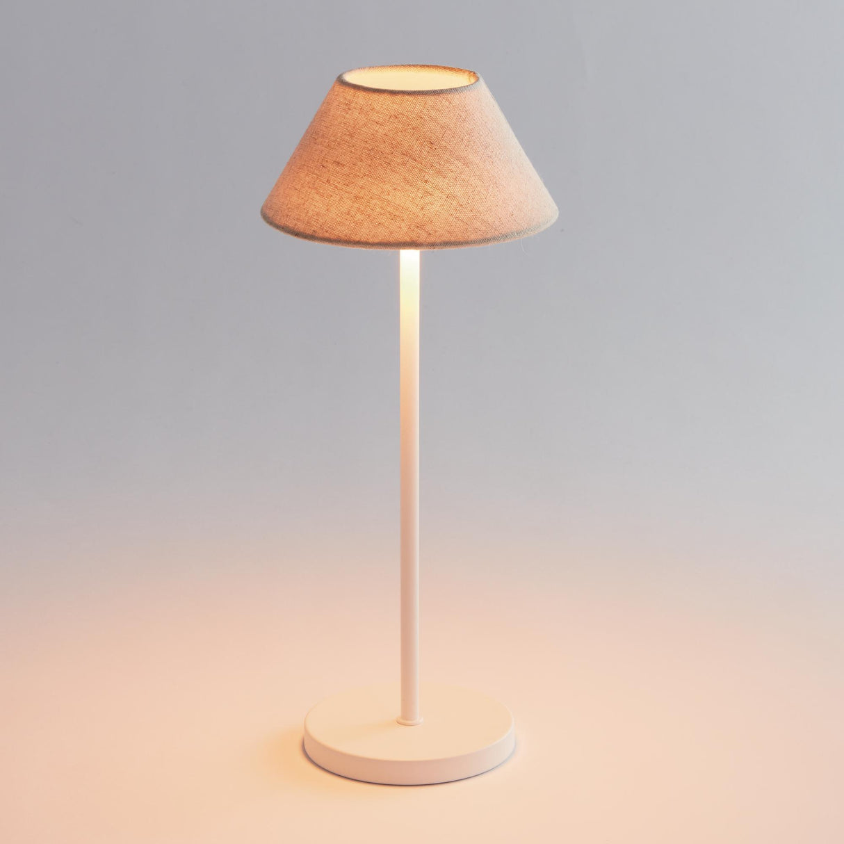 Napa Ecru Linen Shade/White Base ALLUNA CORDLESS LED LAMP 14"