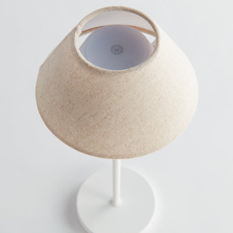 Napa Ecru Linen Shade/White Base ALLUNA CORDLESS LED LAMP 14"