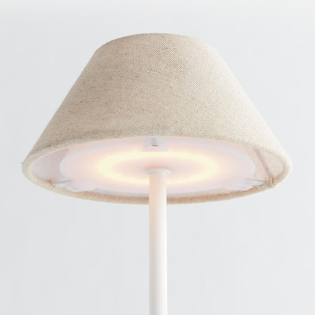 Napa Ecru Linen Shade/White Base ALLUNA CORDLESS LED LAMP 14"