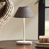 Napa Gray Linen Shade/White Base ALLUNA CORDLESS LED LAMP 10"