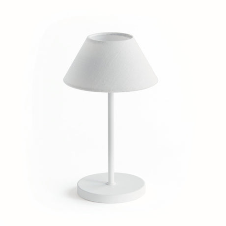 Napa White Linen Shade/White Base ALLUNA CORDLESS LED LAMP 10"