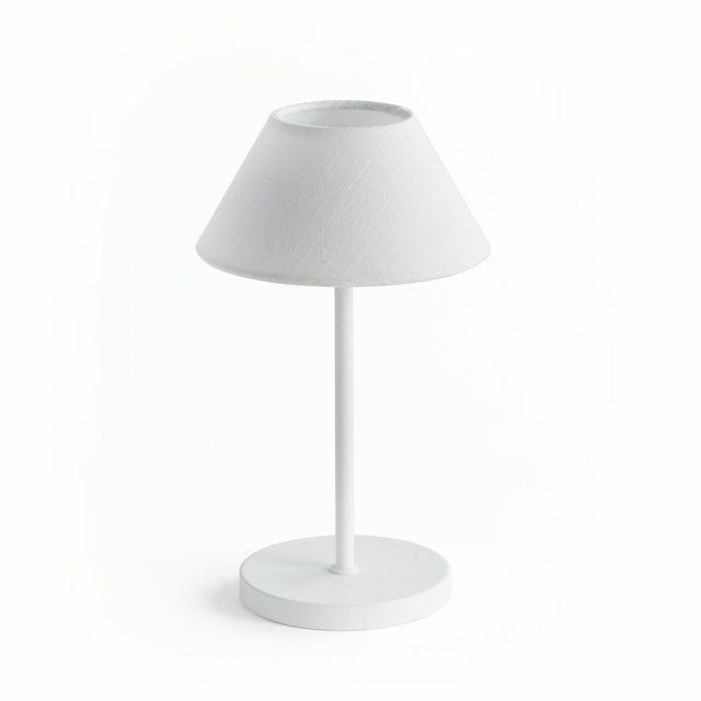 Napa White Linen Shade/White Base ALLUNA CORDLESS LED LAMP 10"