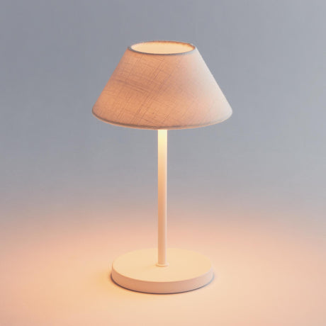 Napa White Linen Shade/White Base ALLUNA CORDLESS LED LAMP 10"