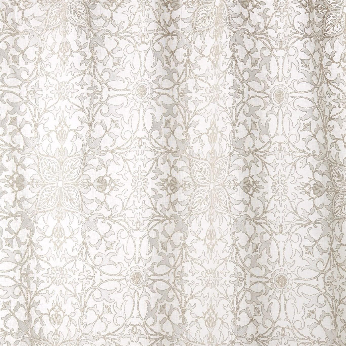 Morris & Co Pure Net Ceiling Embroidery Paper White Fabric