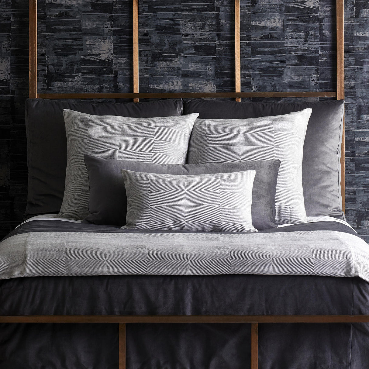 Ann Gish Charcoal 36x25x2.5 Modern Velvet Box Pillow