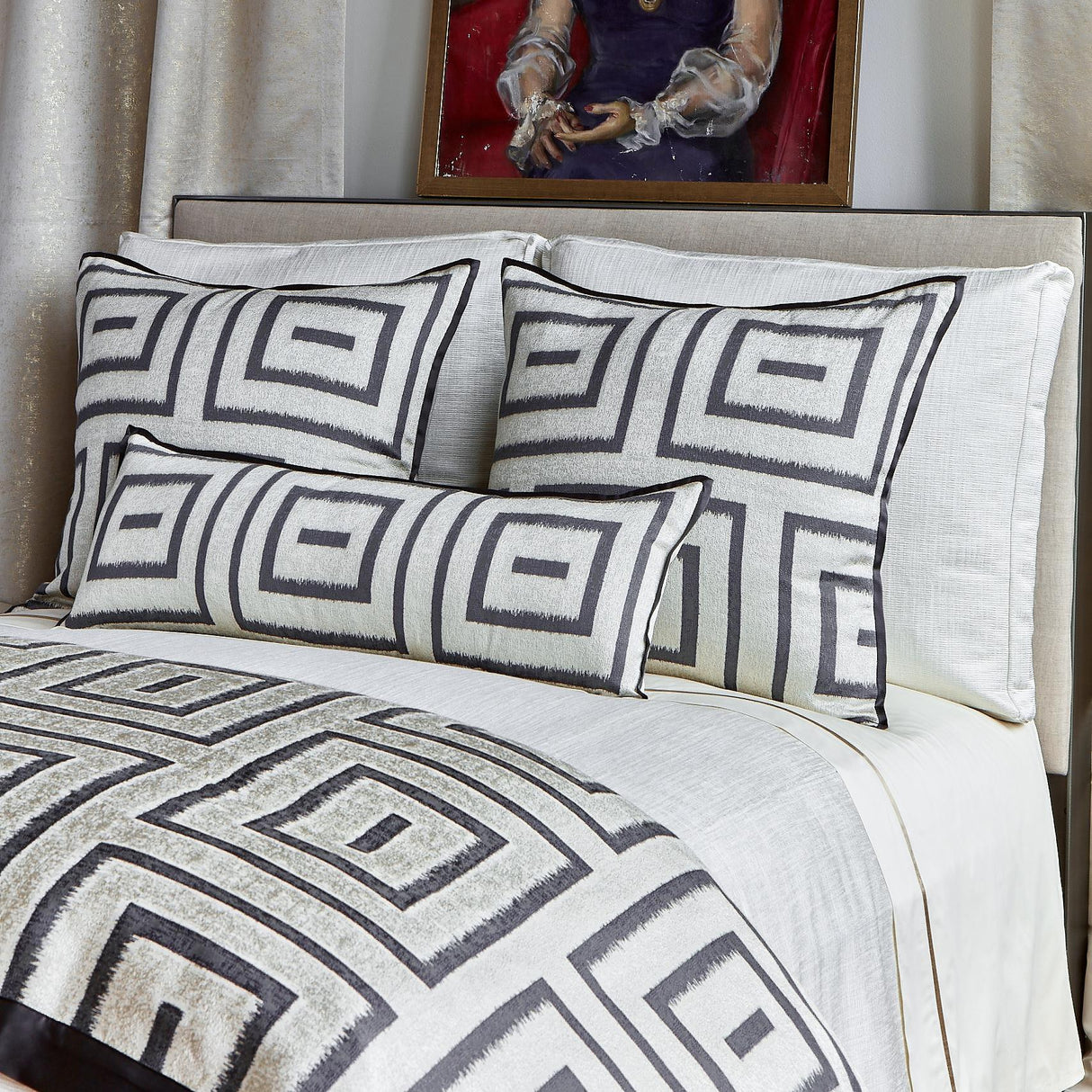 Ann Gish Cream 30x25x2.5 Strata Box Pillow