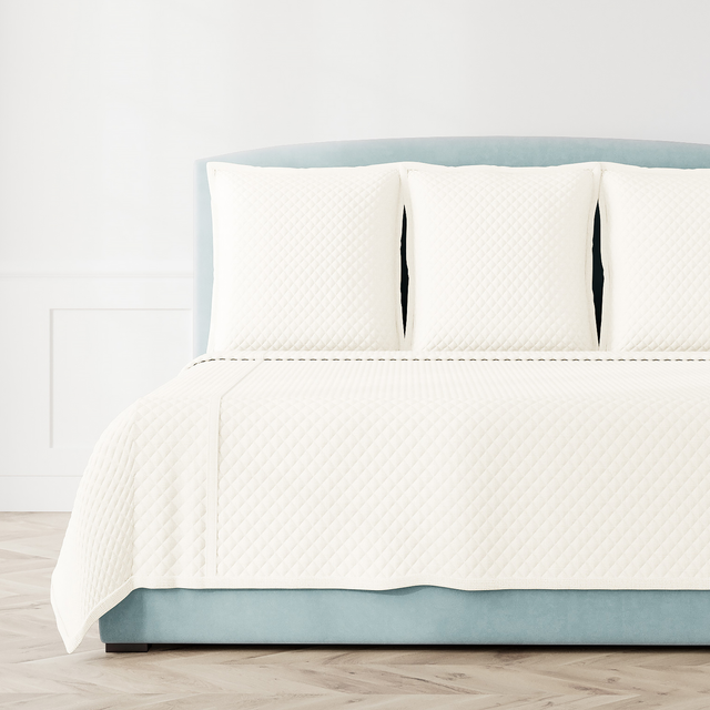 Ann Gish Ivory King Basketweave Quilted Coverlet