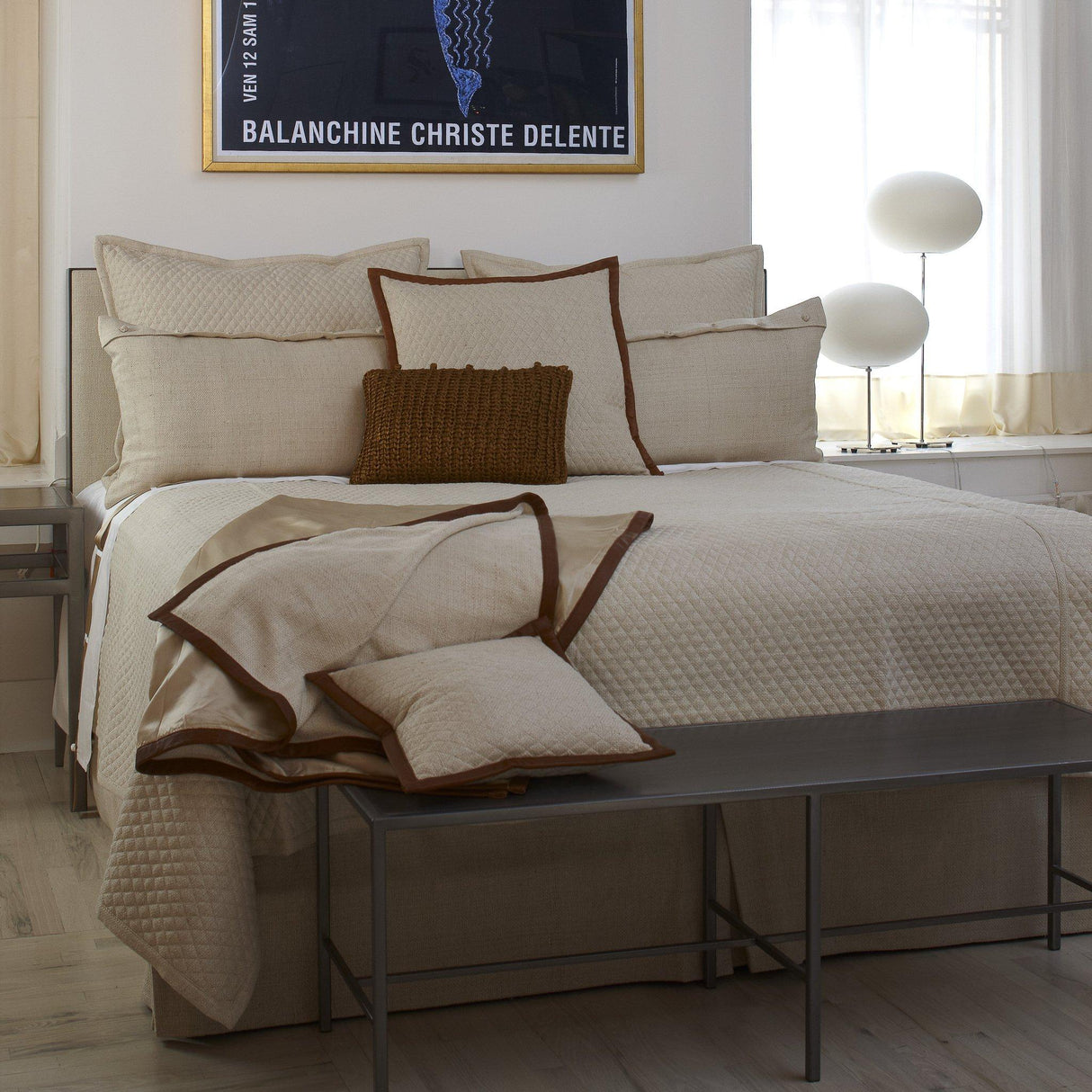 Ann Gish Ivory King Basketweave Quilted Coverlet