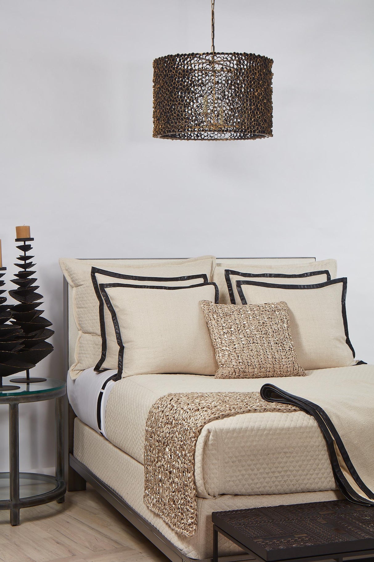 Ann Gish Ivory King Basketweave Quilted Coverlet