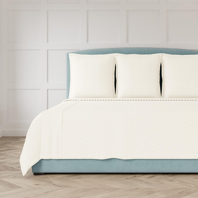 Ann Gish Ivory King Basketweave Quilted Coverlet