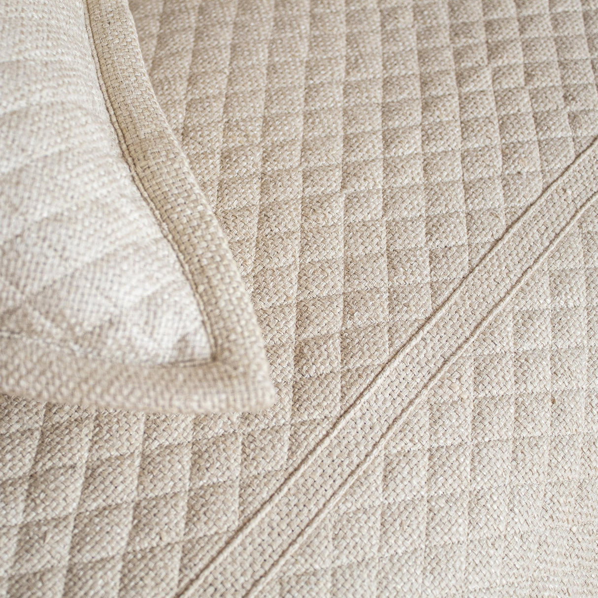 Ann Gish Natural King Basketweave Quilted Coverlet