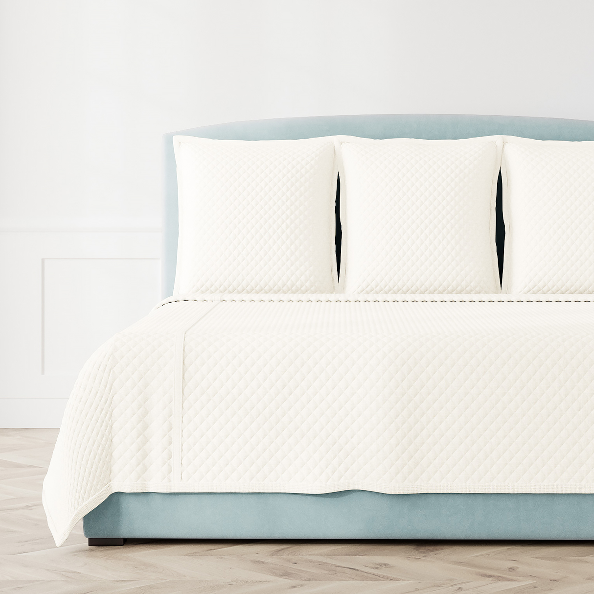 Ann Gish Ivory Queen Basketweave Quilted Coverlet