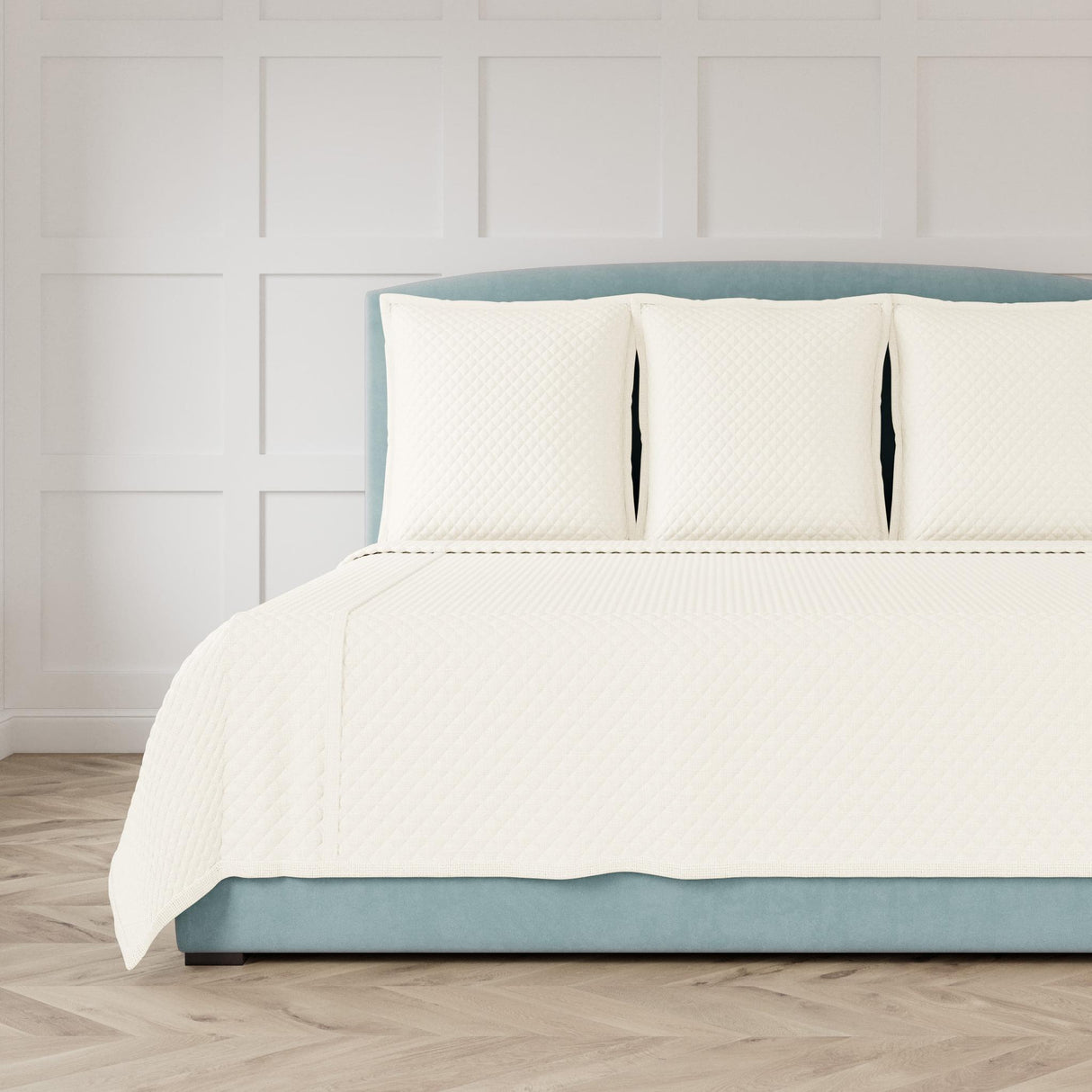 Ann Gish Ivory Queen Basketweave Quilted Coverlet