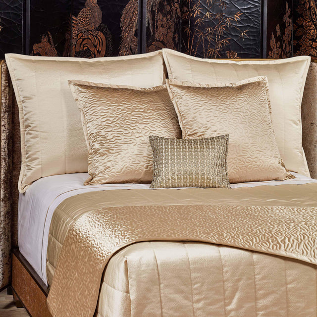 Ann Gish Champagne Queen Hammered Quilted Coverlet