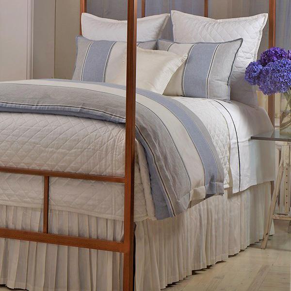 Ann Gish Almost White Queen Quilted Linen Coverlet