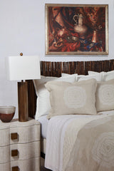 Ann Gish Almost White Twin Linen Quilted Coverlet