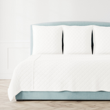 Ann Gish Almost White Twin Linen Quilted Coverlet