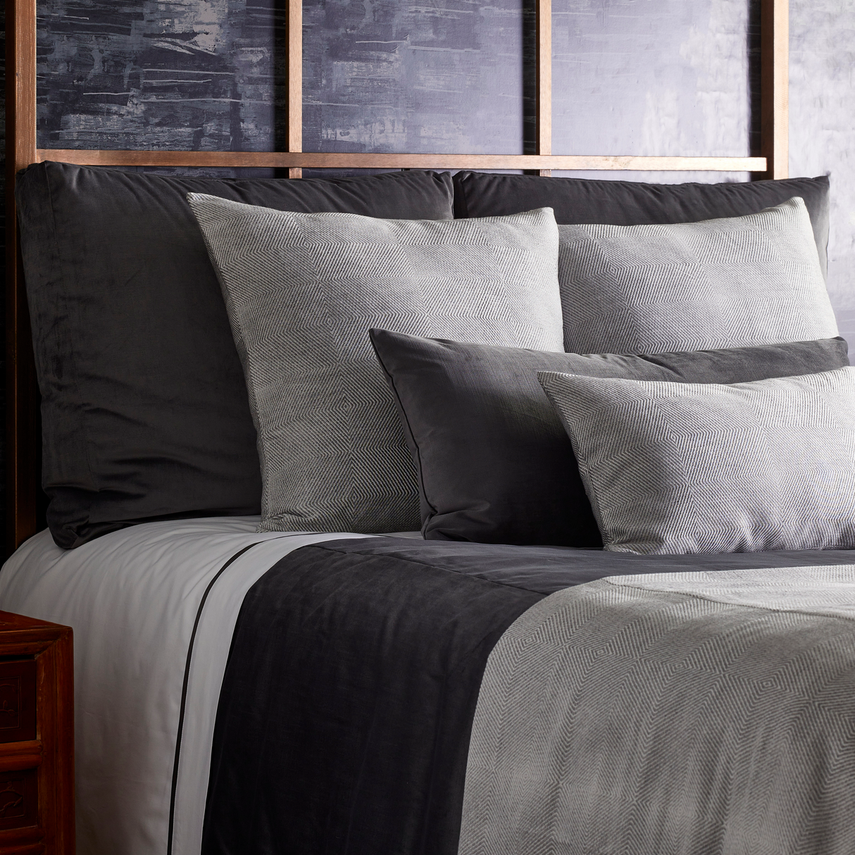 Ann Gish Charcoal King Modern Velvet Coverlet