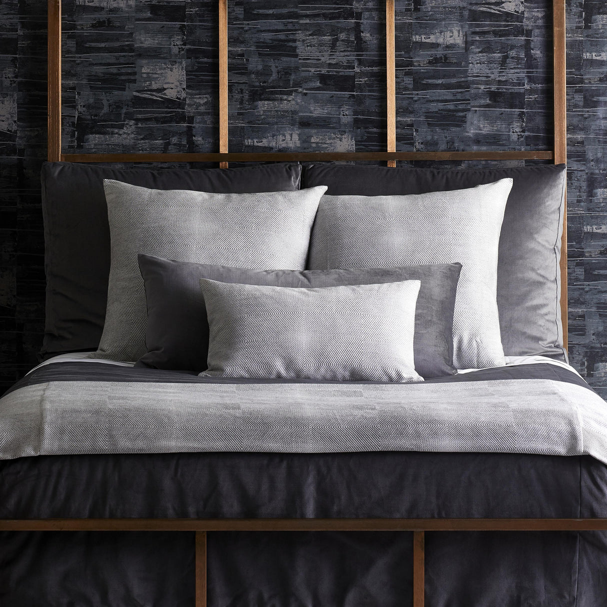 Ann Gish Charcoal King Modern Velvet Coverlet