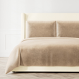 Ann Gish Taupe King Modern Velvet Coverlet