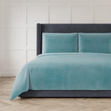 Ann Gish Amalfi Blue Queen Modern Velvet Coverlet