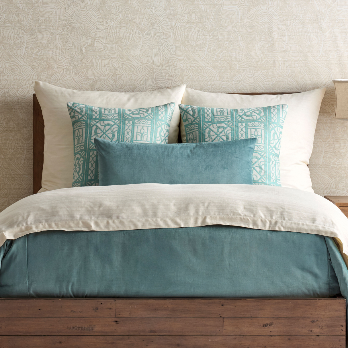 Ann Gish Amalfi Blue Queen Modern Velvet Coverlet