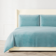 Ann Gish Amalfi Blue Queen Modern Velvet Coverlet