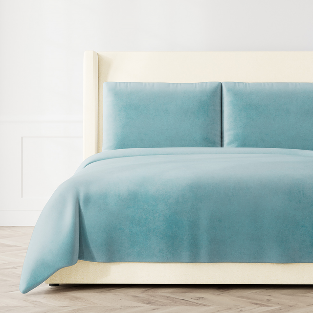 Ann Gish Amalfi Blue Queen Modern Velvet Coverlet