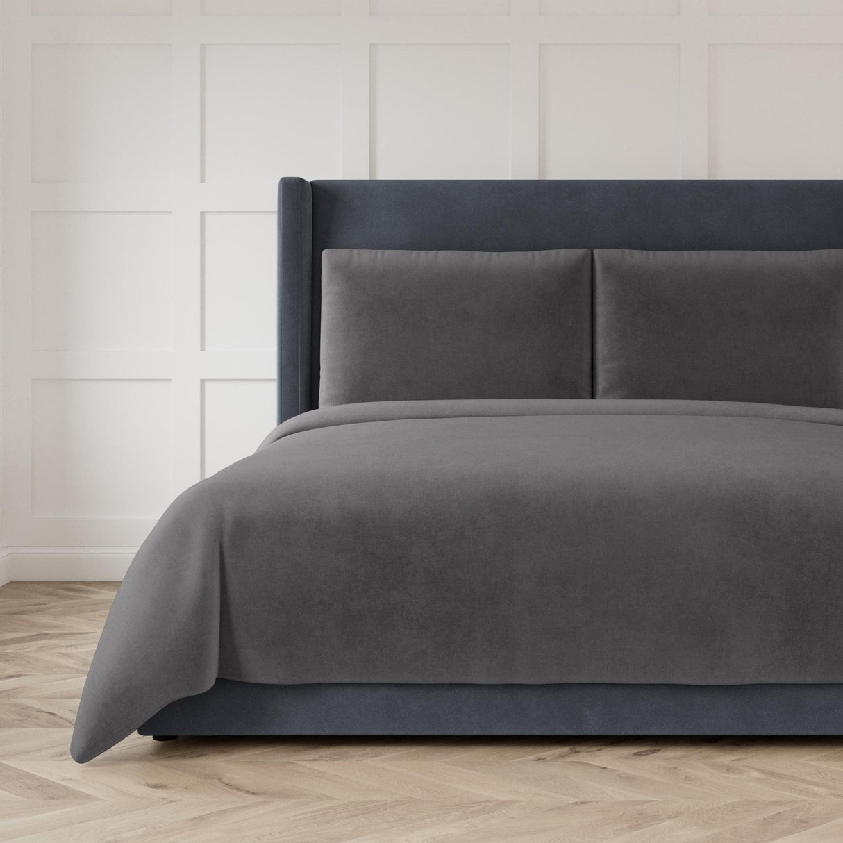 Ann Gish Charcoal Queen Modern Velvet Coverlet