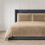 Ann Gish Taupe Queen Modern Velvet Coverlet