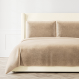 Ann Gish Taupe Queen Modern Velvet Coverlet