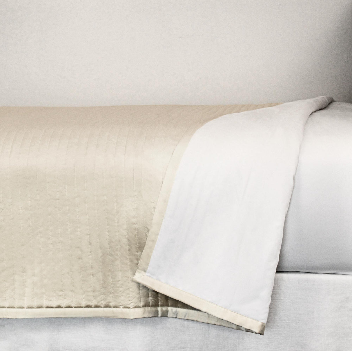 Ann Gish Pumice King Charmeuse Channel Quilt Coverlet