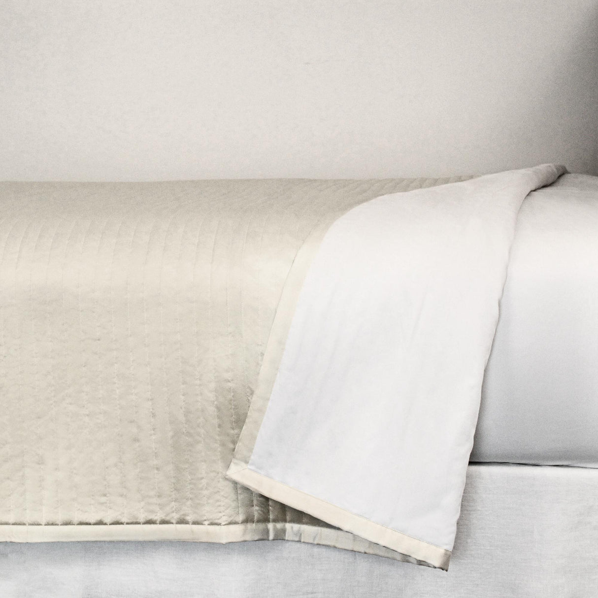 Ann Gish Ivory Queen Charmeuse Channel Quilt Coverlet