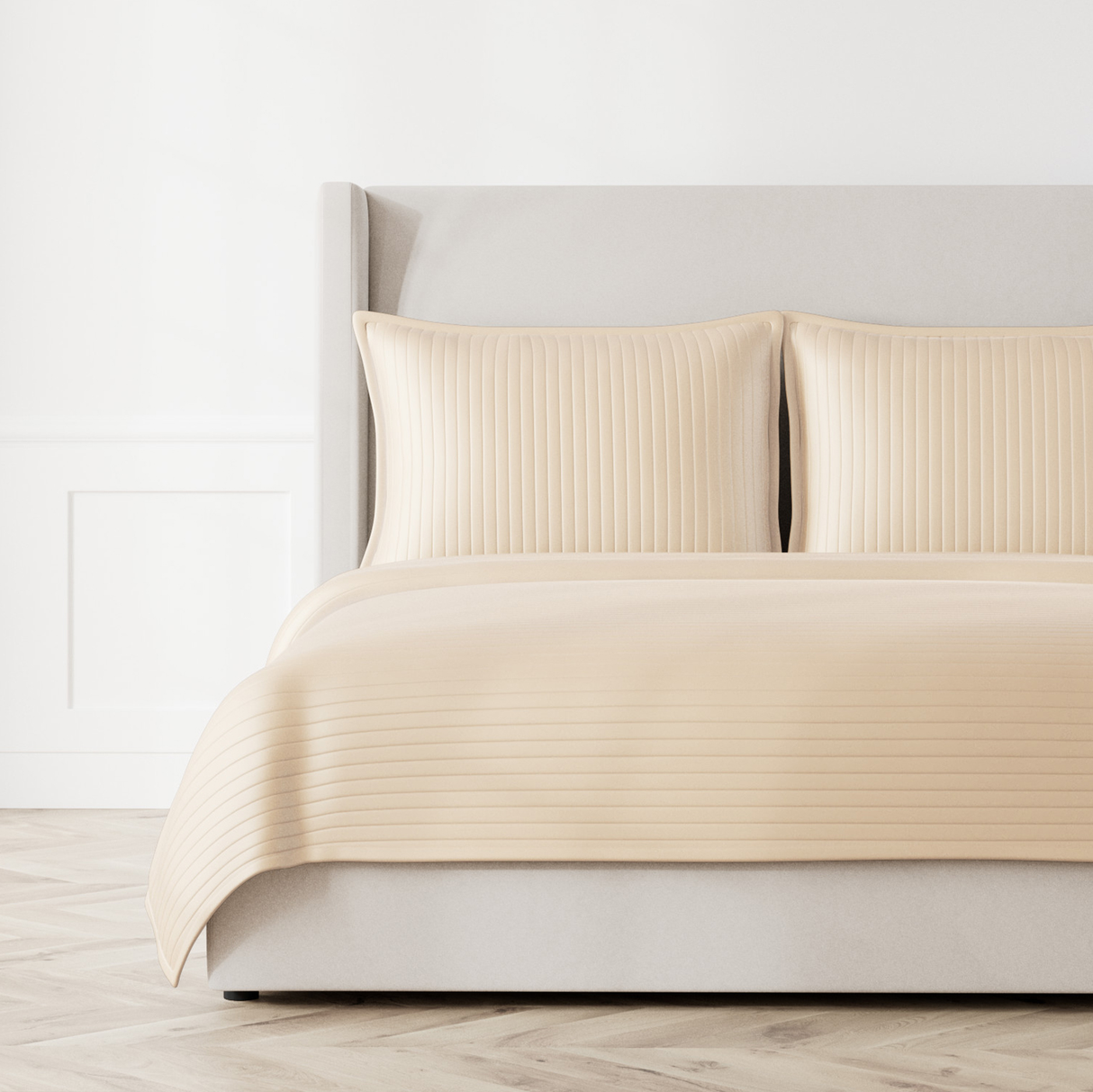 Ann Gish Sand Queen Charmeuse Channel Quilt Coverlet