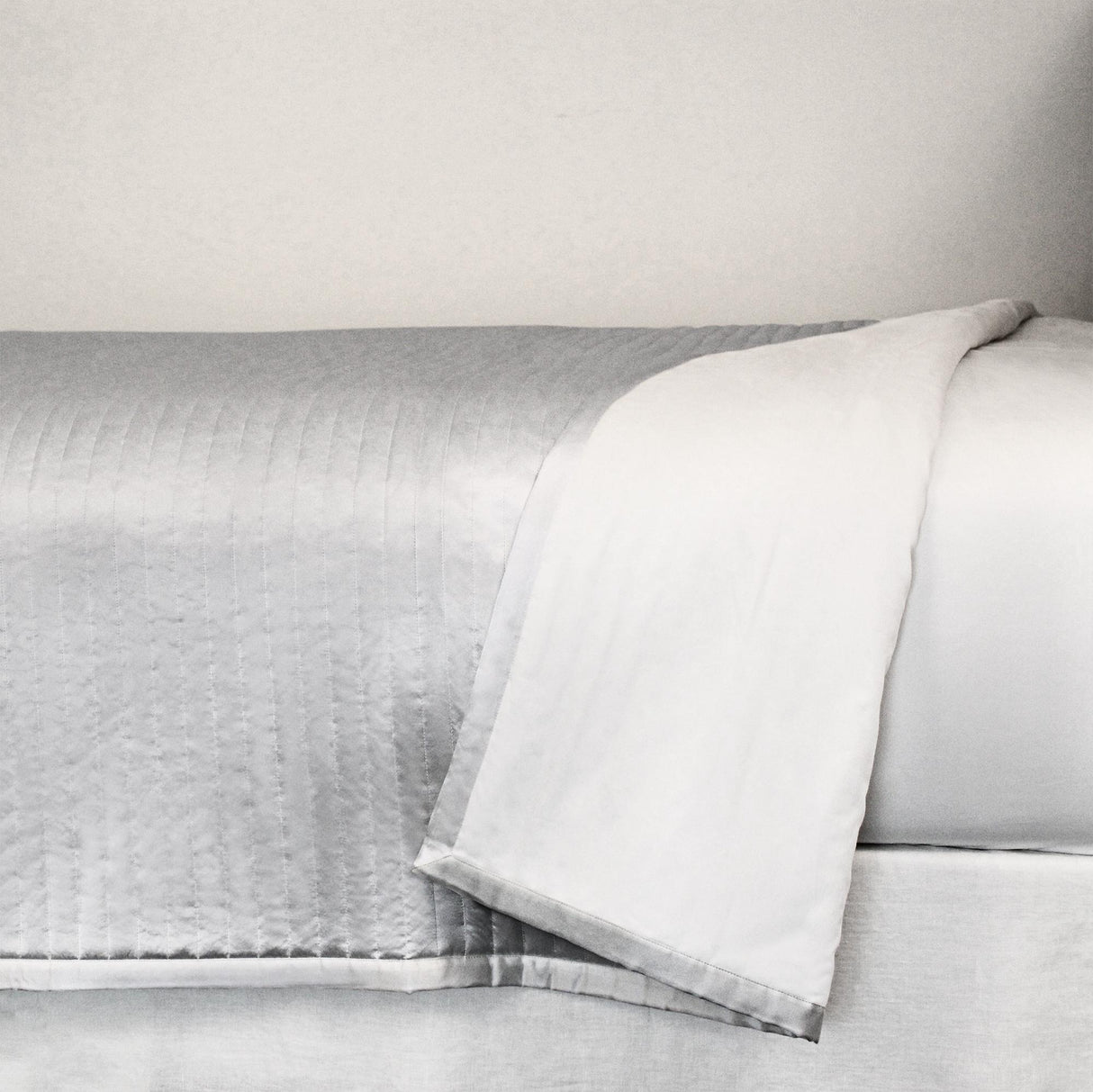 Ann Gish Silver Queen Charmeuse Channel Quilt Coverlet
