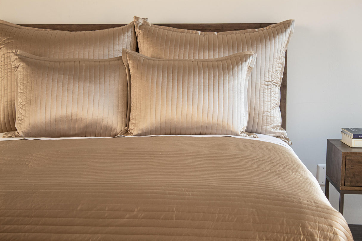 Ann Gish Silver Queen Charmeuse Channel Quilt Coverlet